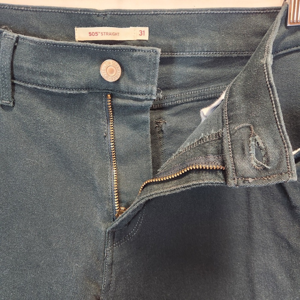 Levis 505 Regular Fit Straight Leg Jeans Men`s W31 L32 Green Denim 15505-0180 - Picture 5 of 11